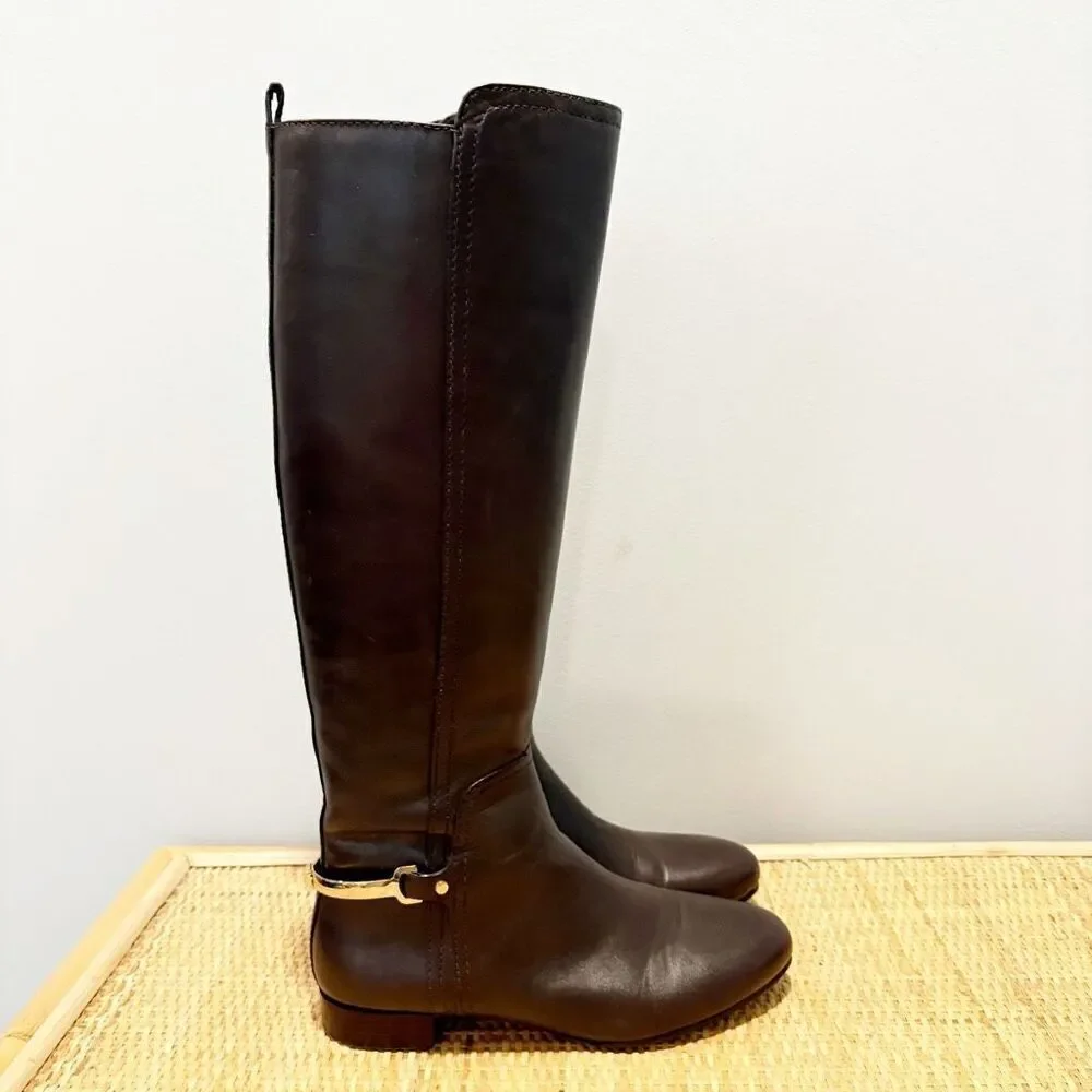 Tory Burch Jess Riding Boots Size 5 Brown Leather Equestrian